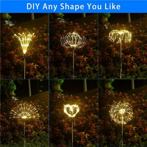 6 Pack Solar Firework Lights Waterproof,120 LED Solar Garden Fireworks Lights - Picture 3 of 7